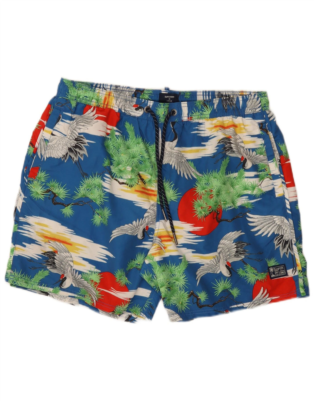 Pantaloncini da bagno regolari da uomo Superdry 2XL blu poliestere hawaiano