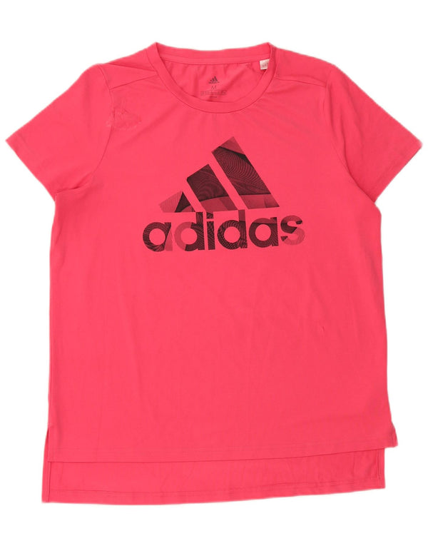 T-shirt grafica da donna Adidas Top UK 12/14 poliestere rosa medio