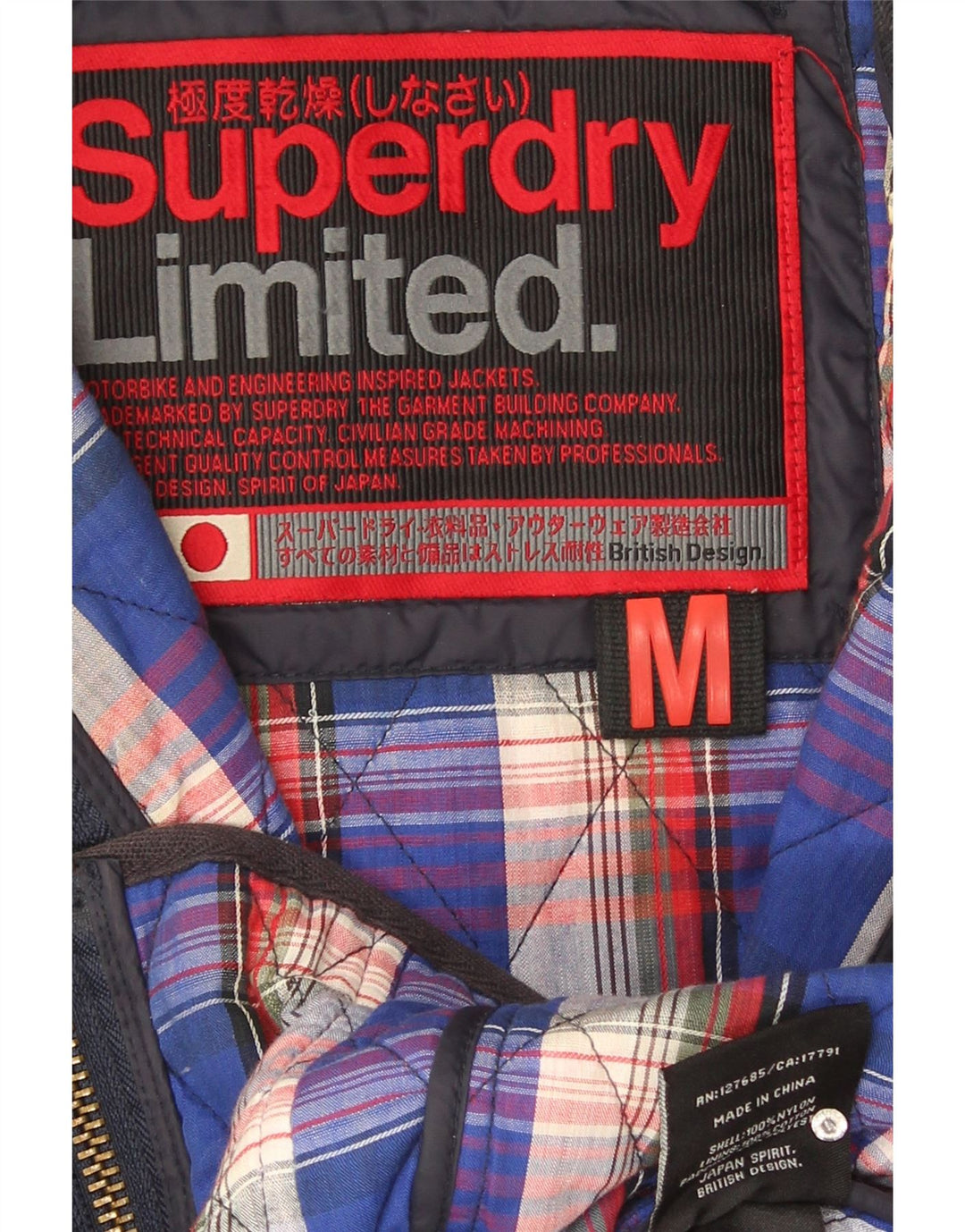 Giacca trapuntata da donna Superdry UK 12 nylon blu navy medio