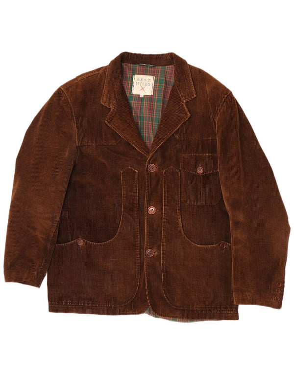 Giacca blazer vintage in velluto a coste a 3 bottoni da uomo IT 54 2XL cotone marrone