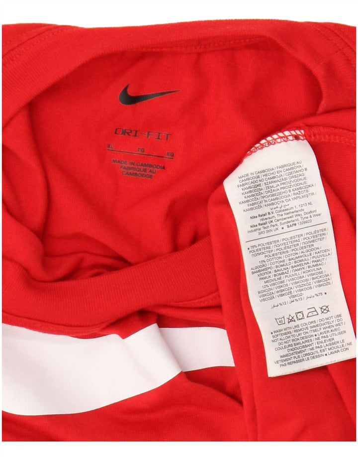 T-shirt grafica Nike Dri Fit da uomo XL rossa in poliestere