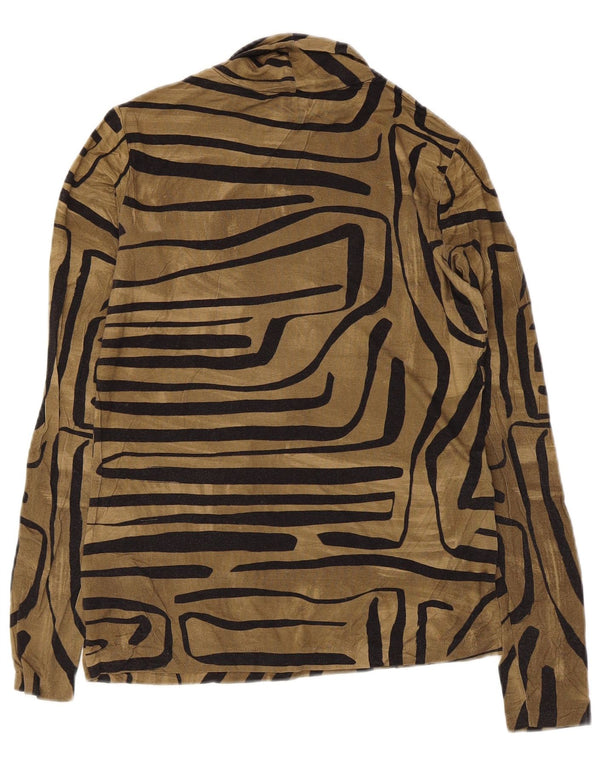 Jigsaw Top da donna a maniche lunghe UK 10 Small Marrone geometrico in viscosa