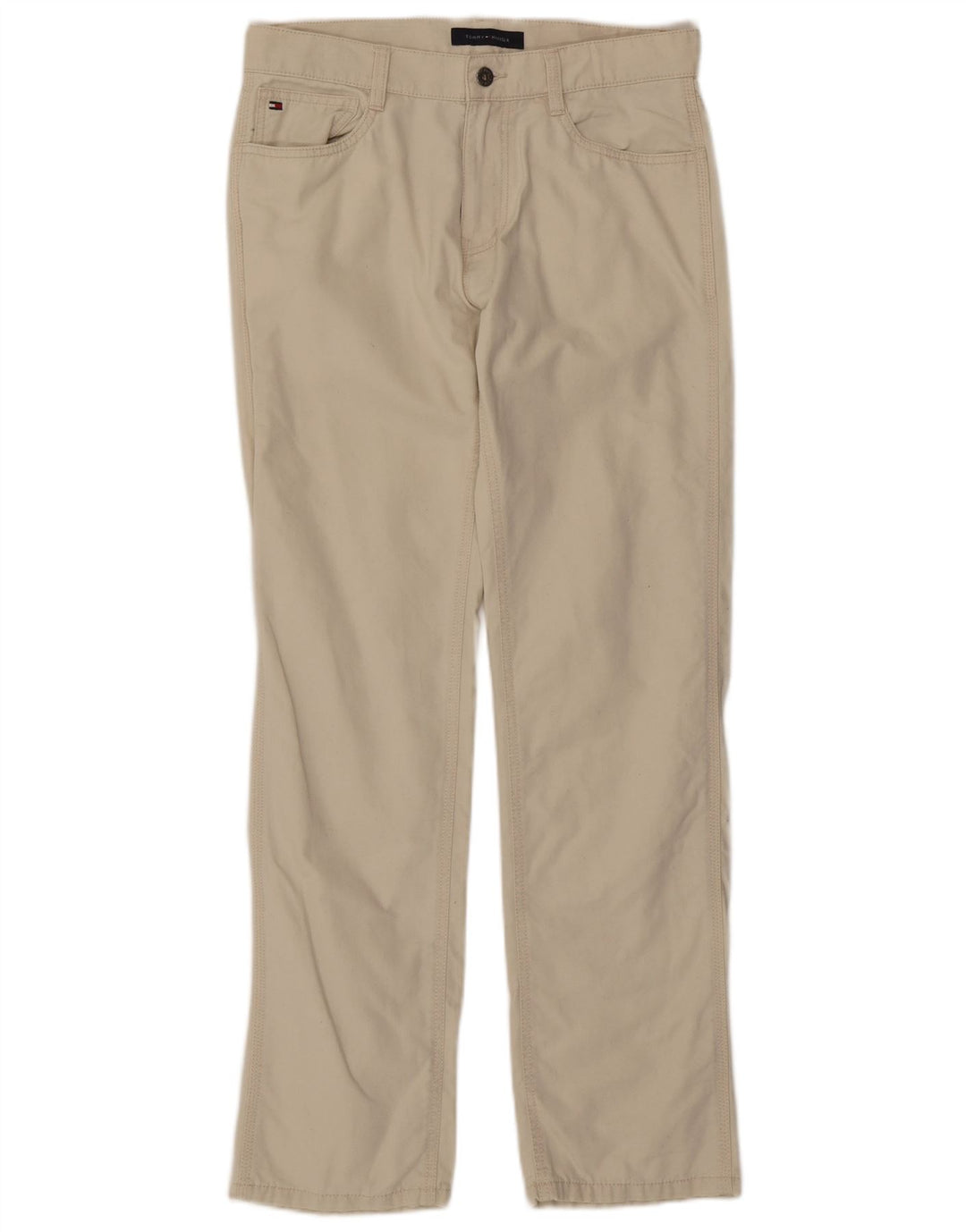 TOMMY HILFIGER Pantaloni casual dritti da uomo W30 L32 cotone bianco