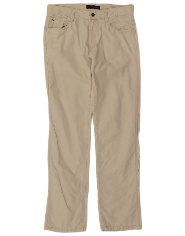 TOMMY HILFIGER Pantaloni casual dritti da uomo W30 L32 cotone bianco
