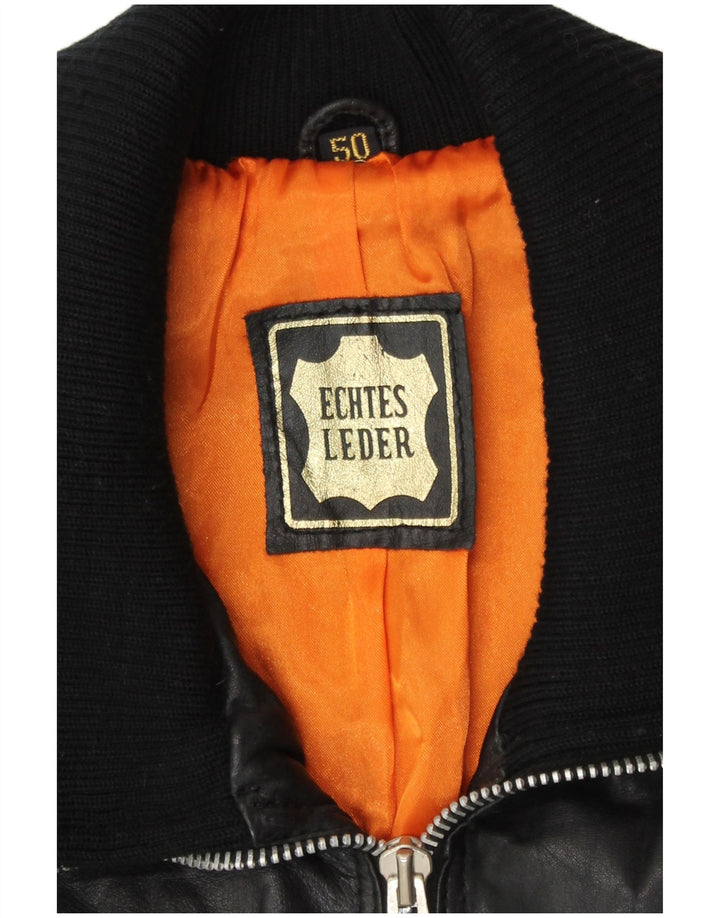 Giacca bomber da donna vintage in pelle IT 50 XL in pelle nera