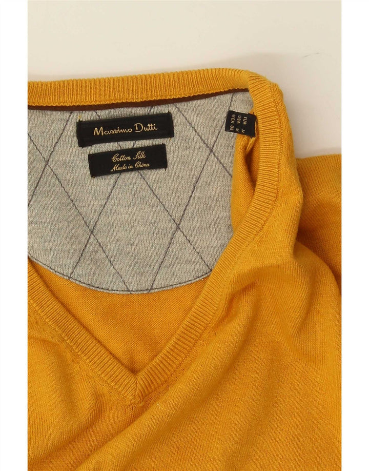 Maglione da uomo con scollo a V Massimo Dutti in cotone giallo medio