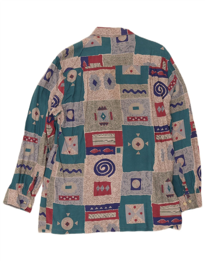 Camicia vintage da uomo UK 15 1/2 media patchwork multicolore retrò