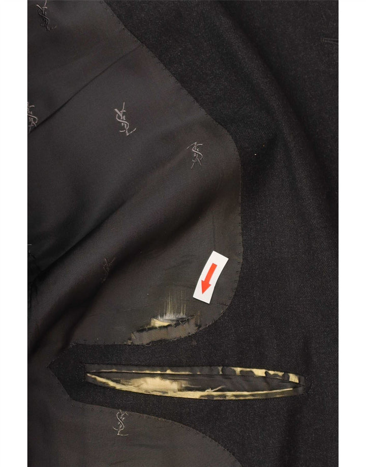 Giacca blazer da uomo a 2 bottoni Yves Saint Laurent IT 56 3XL Classica lana grigia