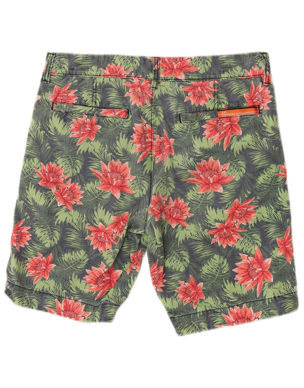 Pantaloncini chino da uomo Superdry medi W32 in cotone floreale verde