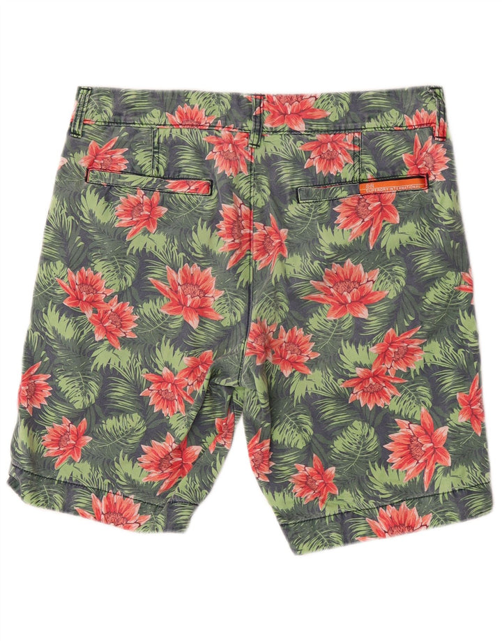 Pantaloncini chino da uomo Superdry medi W32 in cotone floreale verde
