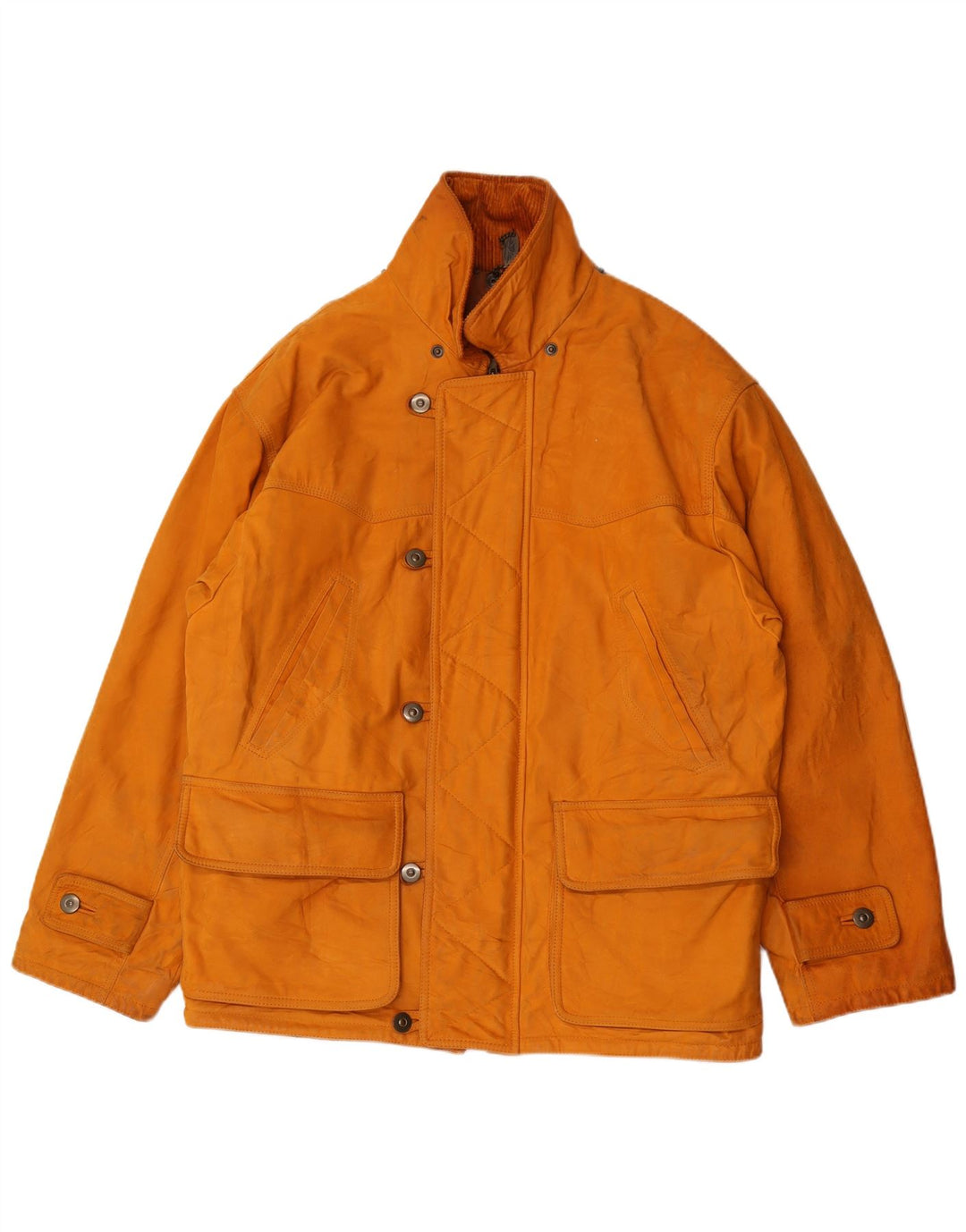 Giacca in pelle vintage da uomo IT 50 grande in pelle marrone
