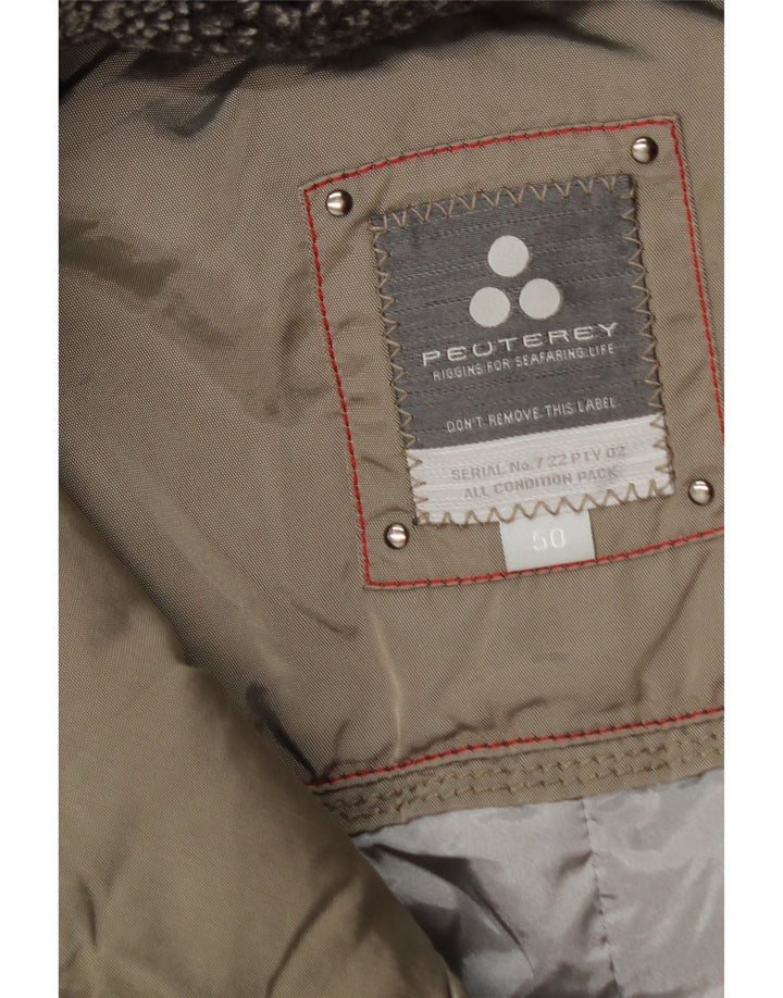 PEUTEREY Mens Padded Coat IT 50 Large Grey Polyamide