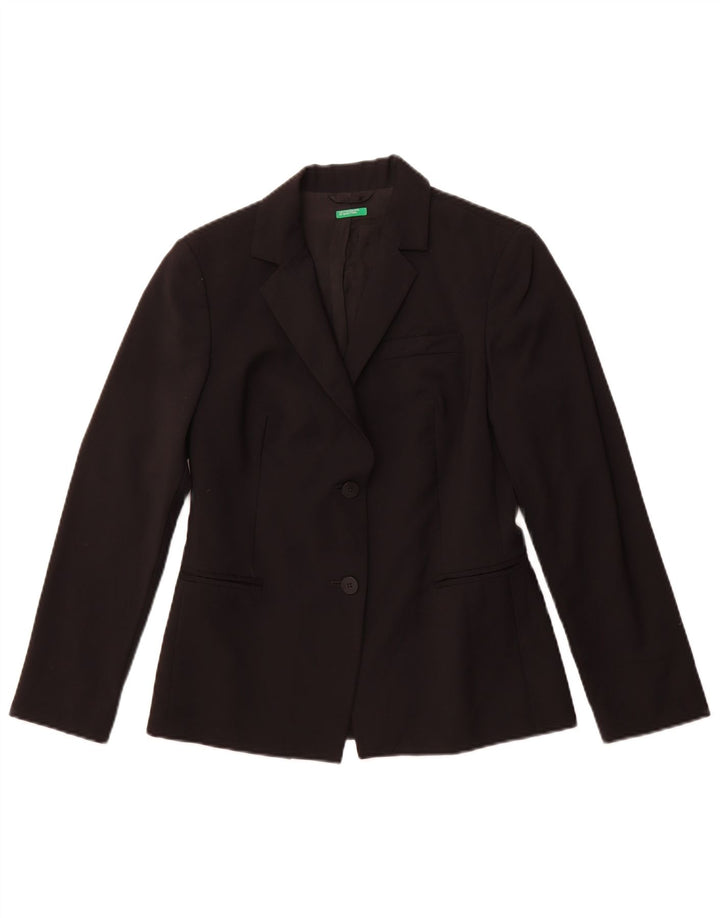 BENETTON Womens 2 Button Blazer Jacket UK 10 Small Black