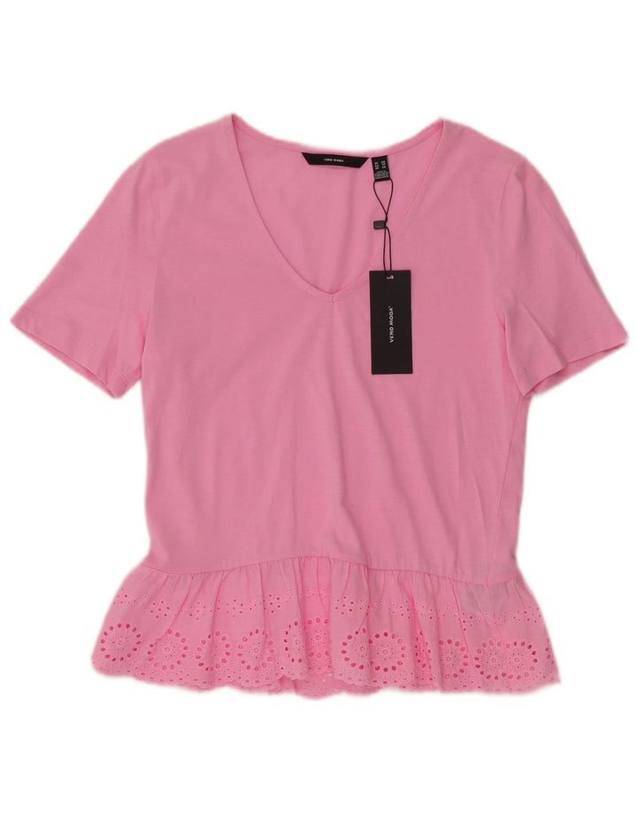 T-shirt da donna con motivo astratto Vero Moda Top UK 6 XS cotone rosa