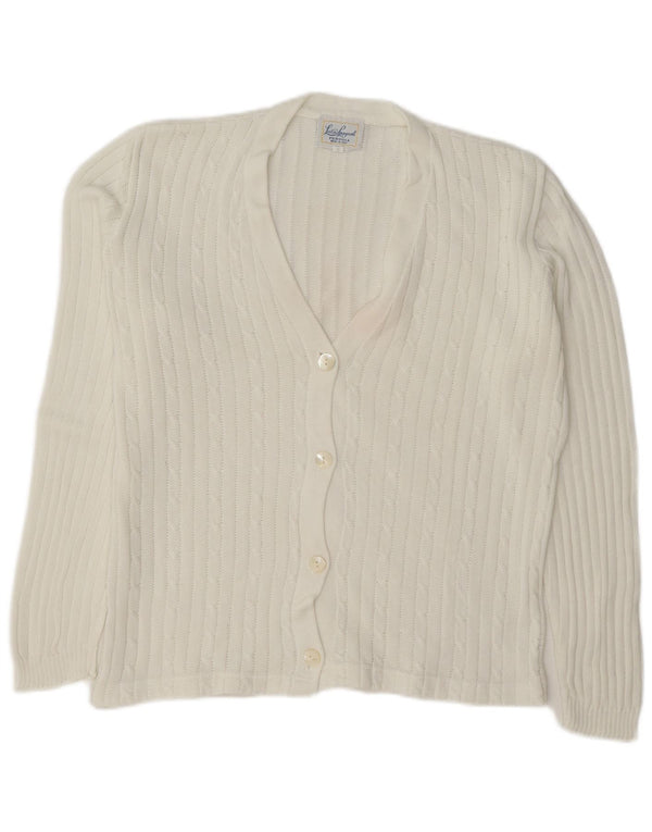 Luisa Spagnoli maglione cardigan oversize da donna UK 14 medio bianco
