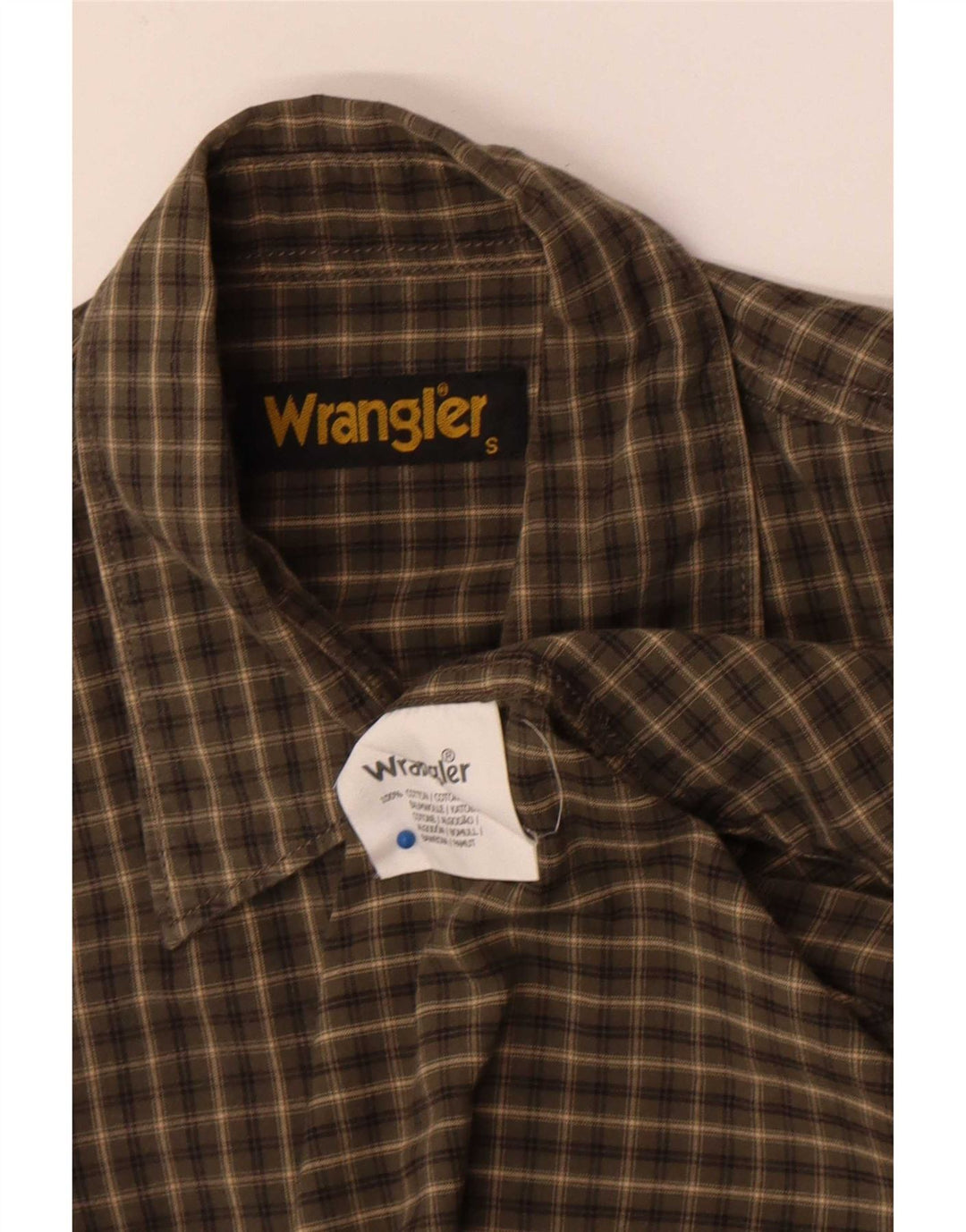 Camicia da uomo Wrangler piccola in cotone a quadri kaki