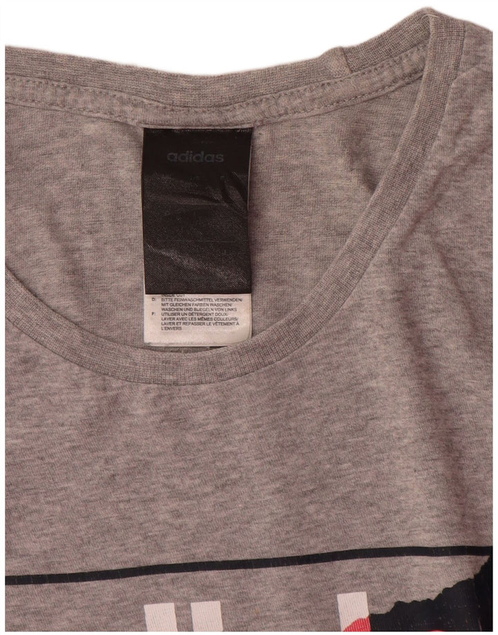 T-shirt grafica da uomo Adidas Top piccola in cotone grigio