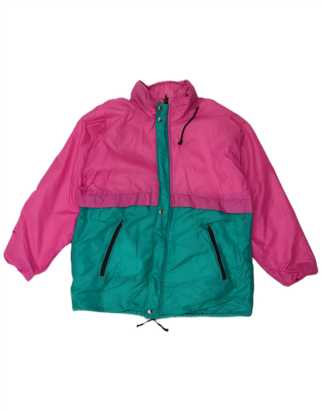 Giacca antipioggia vintage da uomo UK 38 Poliestere color block rosa medio