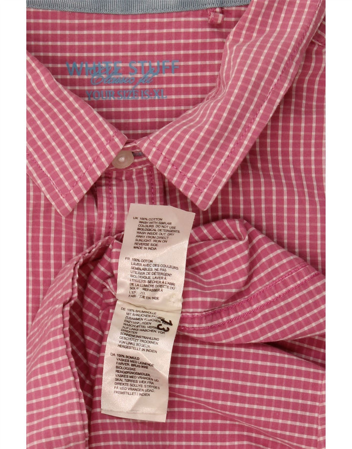 Camicia da uomo White Stuff XL in cotone a quadri rosa