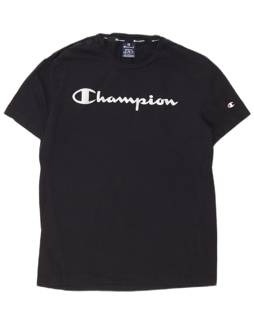 T-shirt grafica da uomo Champion Top in cotone nero medio