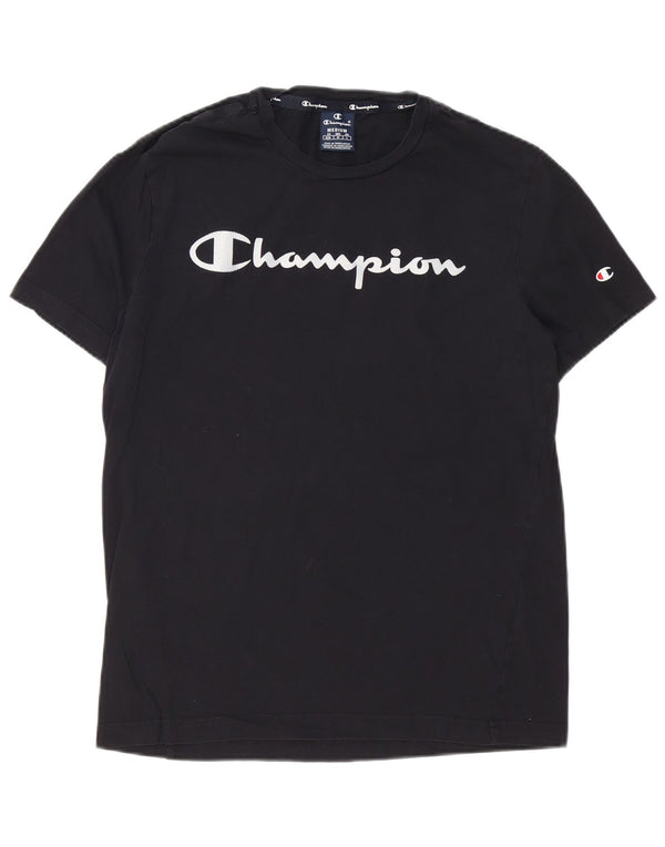 T-shirt grafica da uomo Champion Top in cotone nero medio