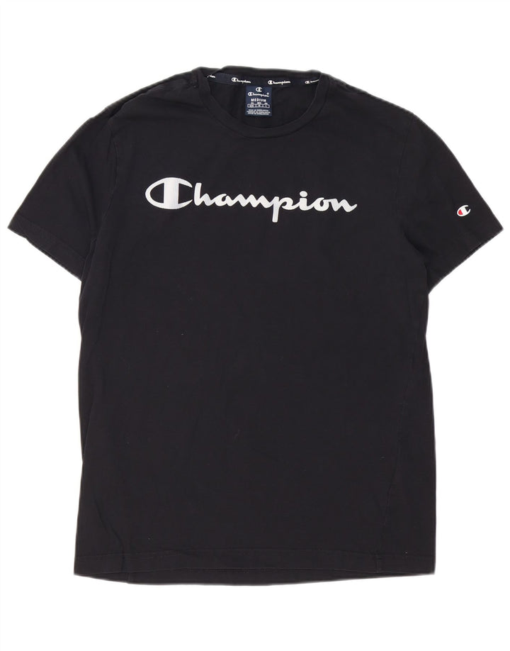 T-shirt grafica da uomo Champion Top in cotone nero medio