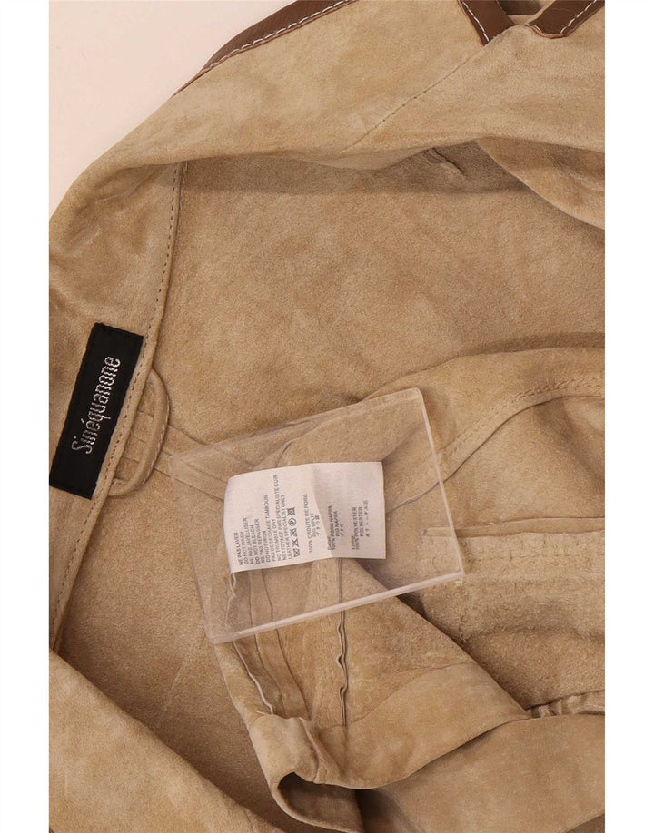 Giacca bolero in pelle scamosciata da donna con maniche a 3/4 Sinequanone IT 42 Beige medio