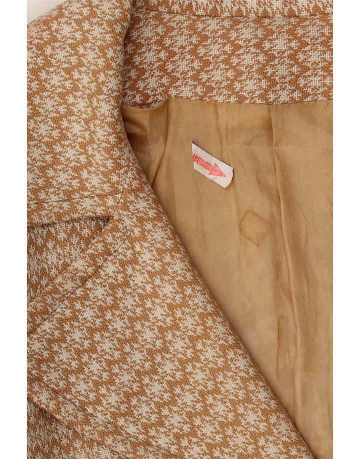 Cappotto vintage da donna UK 10 piccolo beige geometrico