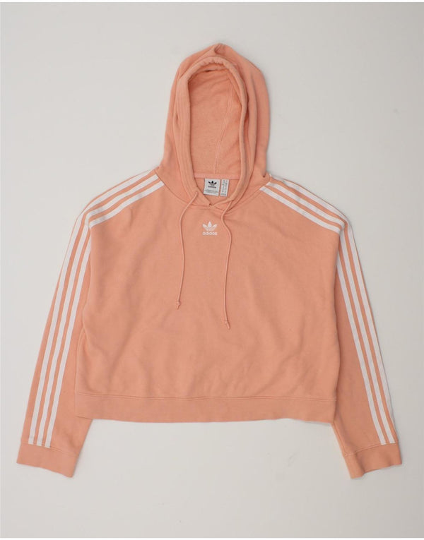Felpa con cappuccio corta da donna Adidas UK 18 XL cotone arancione