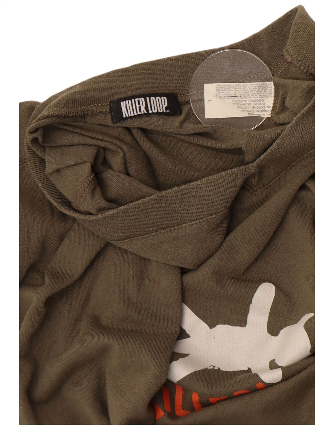 T-shirt grafica da uomo Killer Loop, taglia grande, in cotone kaki