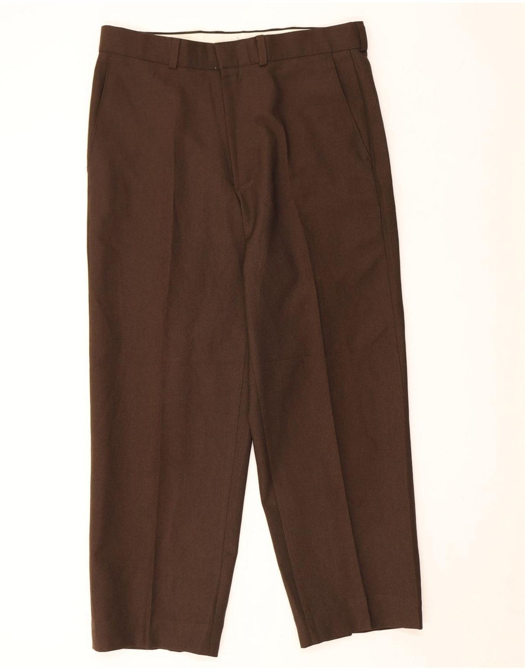 Pantaloni casual dritti da uomo Marks & Spencer W32 L26 poliestere marrone