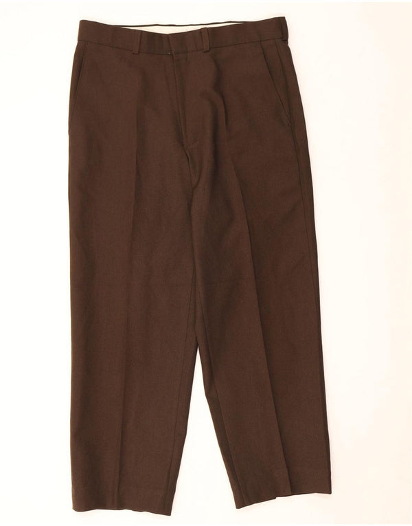 Pantaloni casual dritti da uomo Marks & Spencer W32 L26 poliestere marrone