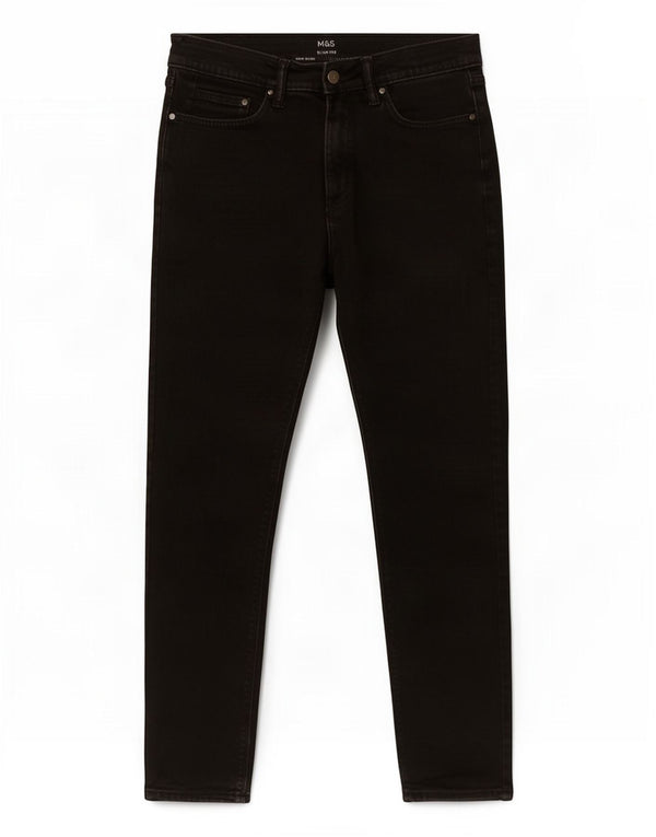 Jeans slim da uomo Marks & Spencer W30 L29 cotone nero