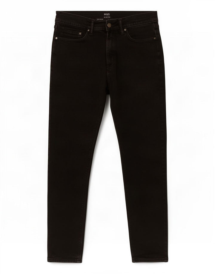 Jeans slim da uomo Marks & Spencer W30 L29 cotone nero