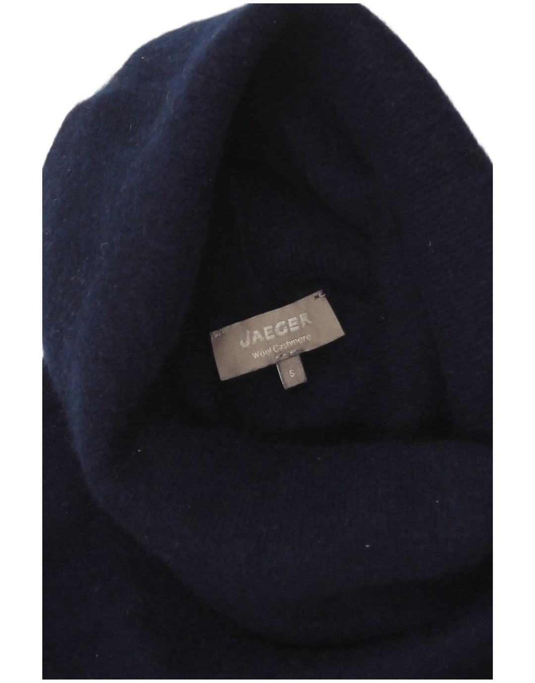 Maglione da donna Jaeger corto con collo alto UK 10 piccolo in lana blu navy