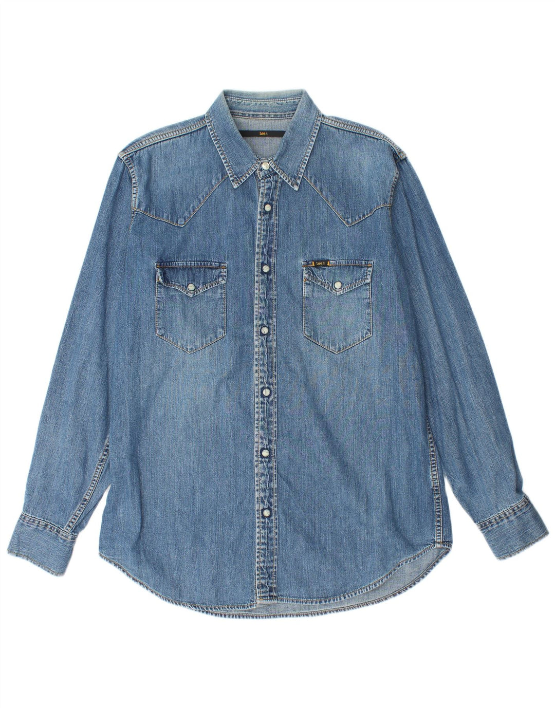 Camicia di jeans da uomo Lee in cotone blu medio