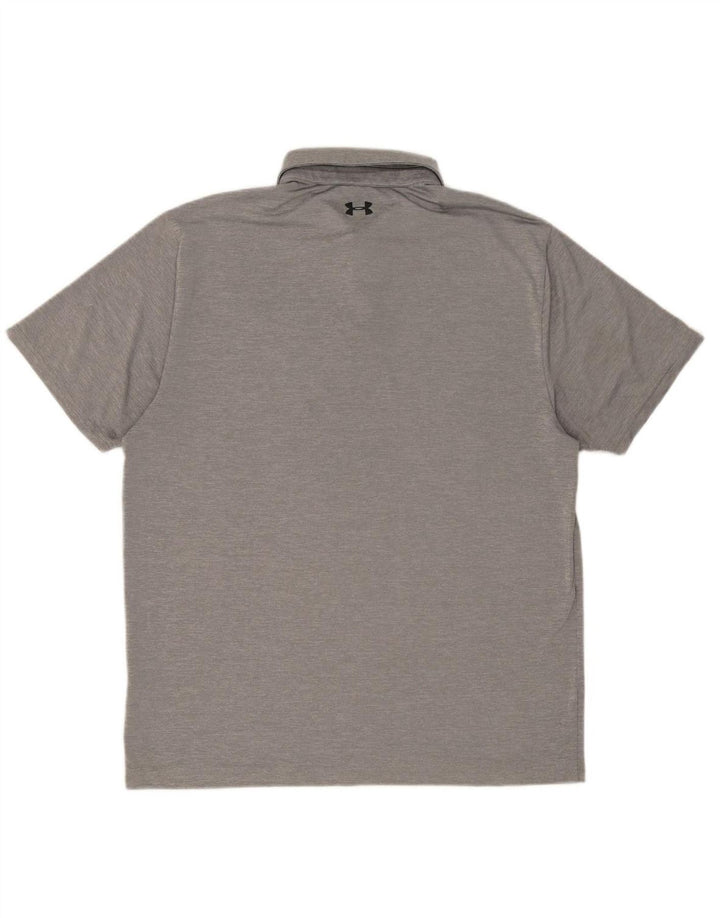 UNDER ARMOUR Mens Polo Shirt XL Grey Spotted Polyester