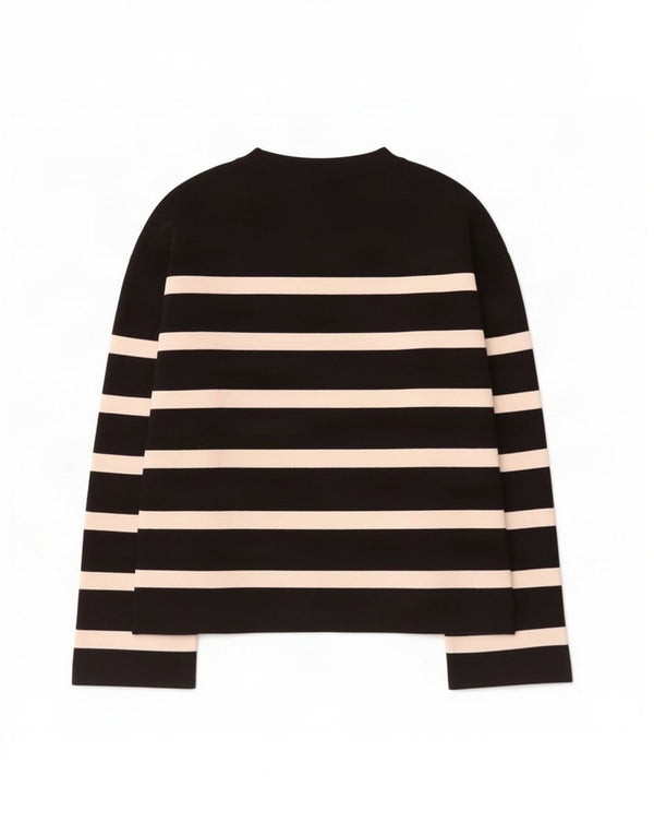Maglione maglione con scollo a barca da donna Marks & Spencer UK 14 medio a righe nere