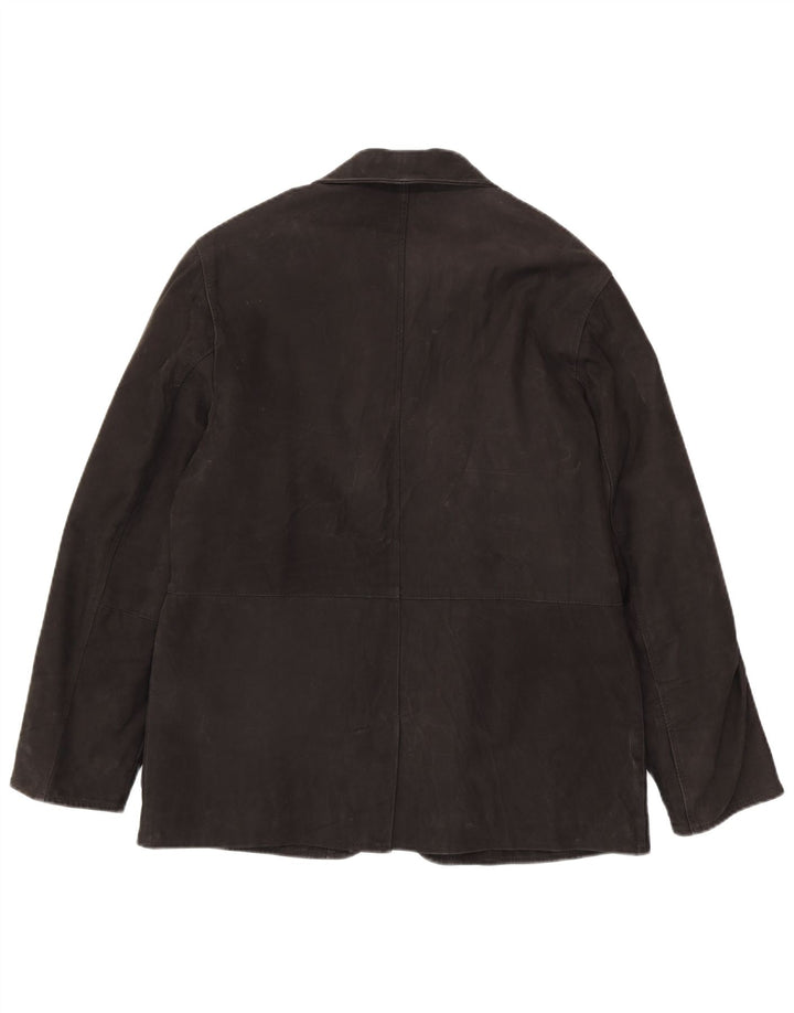 Giacca in pelle vintage da uomo IT 50 grande in pelle nera