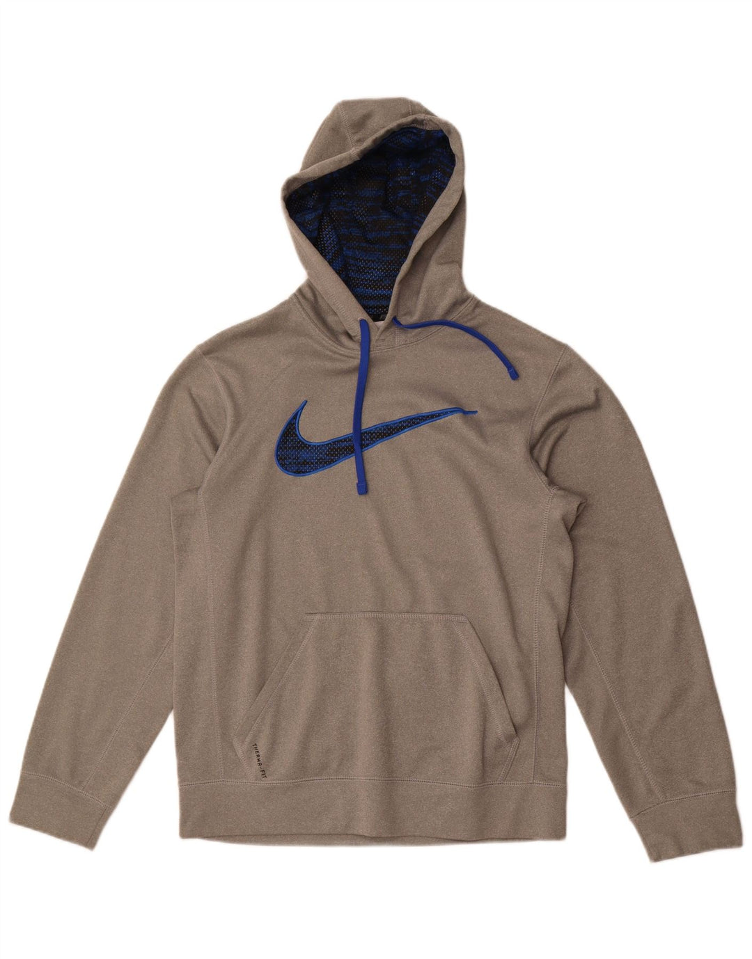Felpa con cappuccio grafica Nike Therma-Fit da uomo, piccola, in poliestere grigio