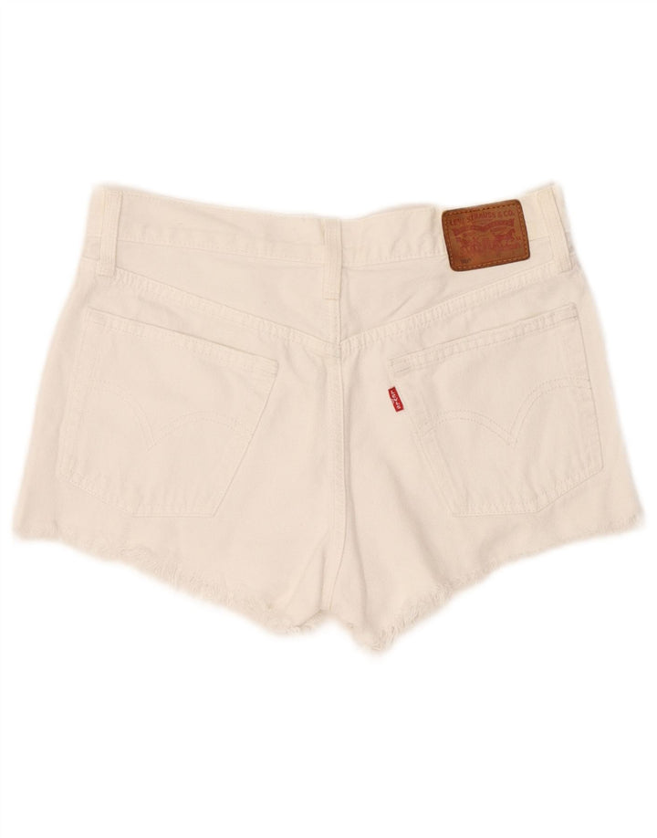 Pantaloncini di jeans invecchiati 501 Levi's da donna W26 piccoli in cotone bianco