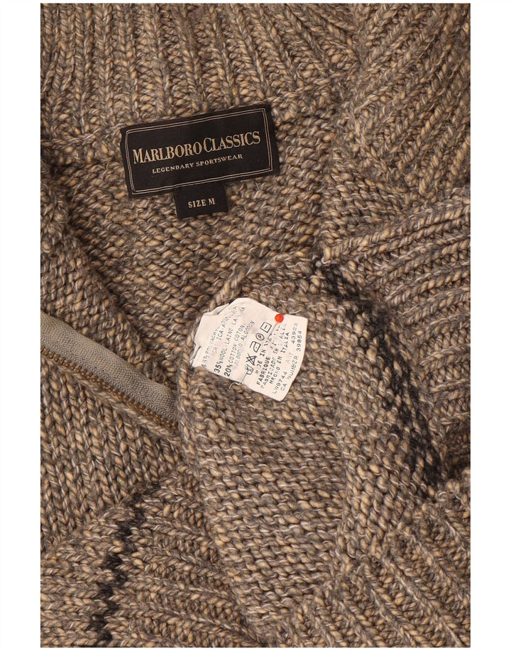 Marlboro Classics Maglione da uomo con zip e collo in lana grigio medio
