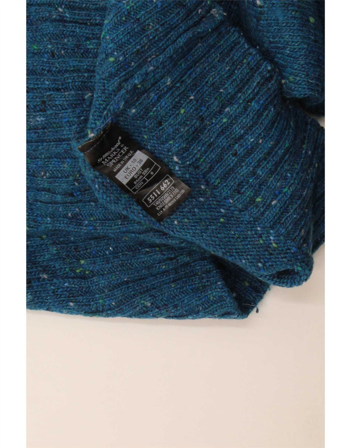 Maglione maglione con scollo a V da donna Marks & Spencer UK 10 piccolo blu screziato