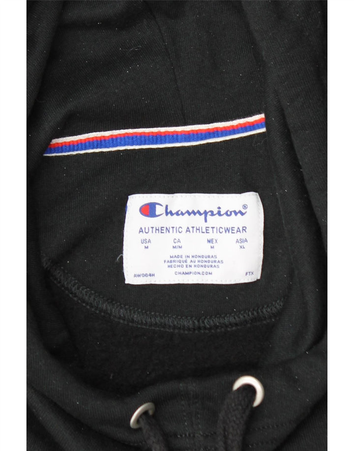 CHAMPION Womens Graphic Hoodie Jumper UK 14 Medium Black Polyester