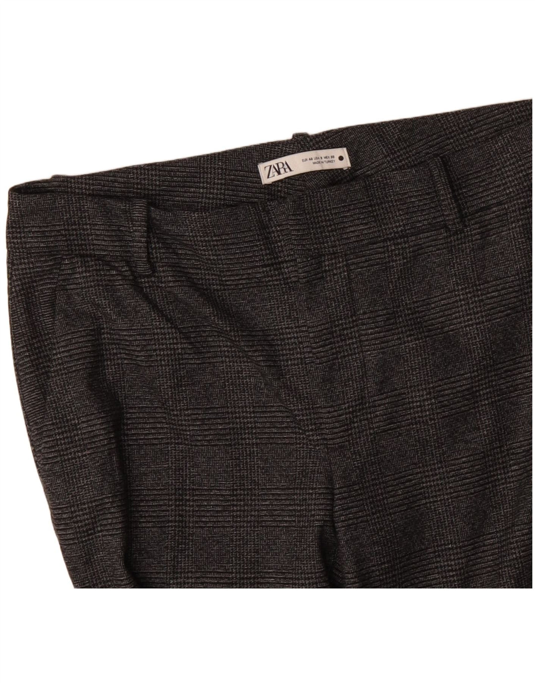Pantaloni da abito slim da donna ZARA EU 40 Medium W30 L29 Poliestere a quadri grigio