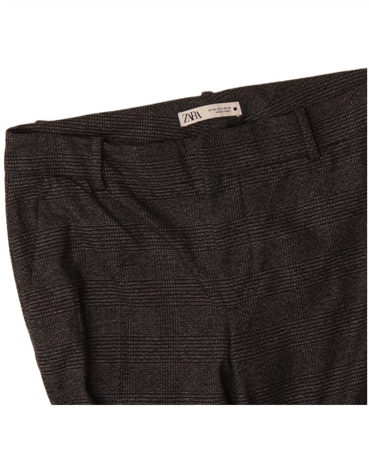 Pantaloni da abito slim da donna ZARA EU 40 Medium W30 L29 Poliestere a quadri grigio