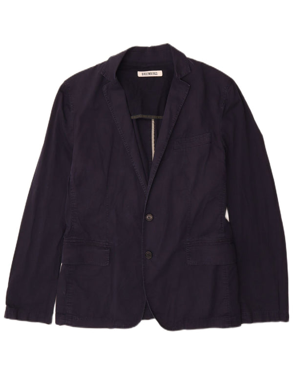 BIKKEMBERGS Giacca blazer da uomo a 2 bottoni UK 38 medio blu navy