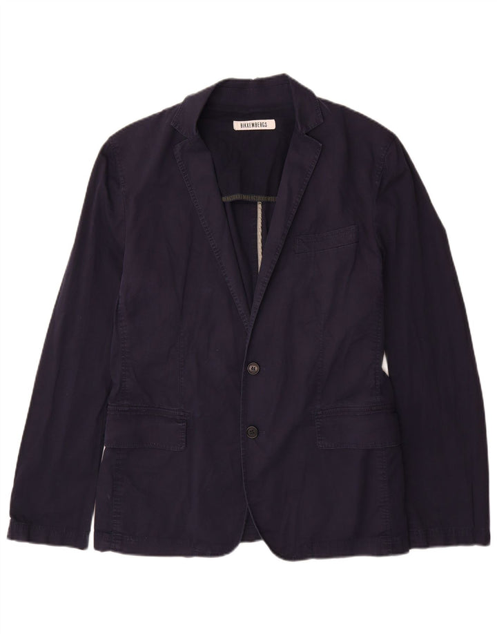 BIKKEMBERGS Giacca blazer da uomo a 2 bottoni UK 38 medio blu navy