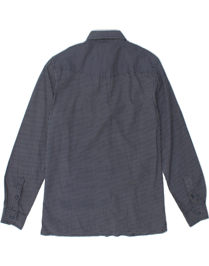 JACK & JONES Mens Shirt Medium Navy Blue Geometric Cotton Vintage Jack & Jones and Second-Hand Jack & Jones from Messina Hembry 