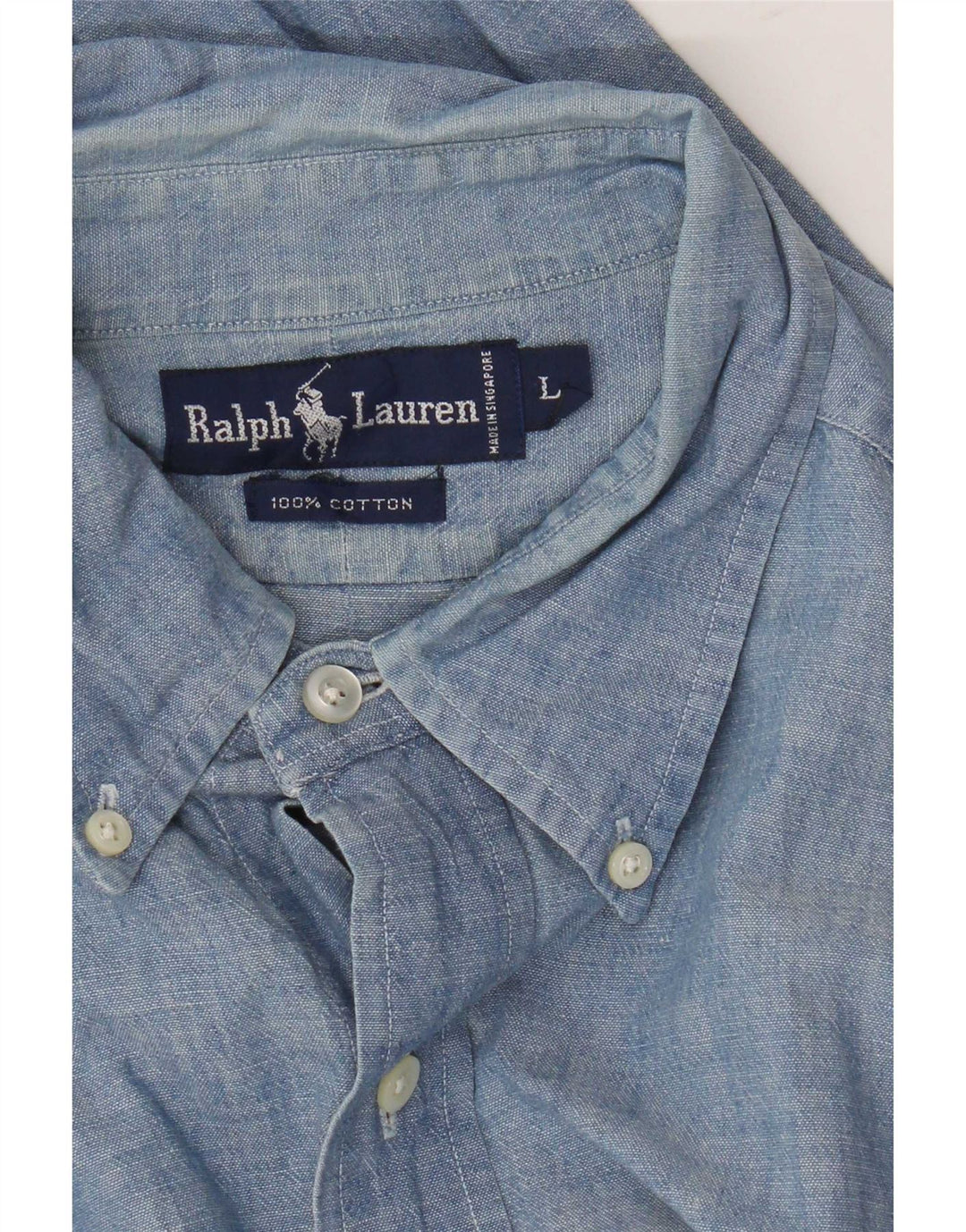 Camicia da uomo Ralph Lauren grande in cotone blu